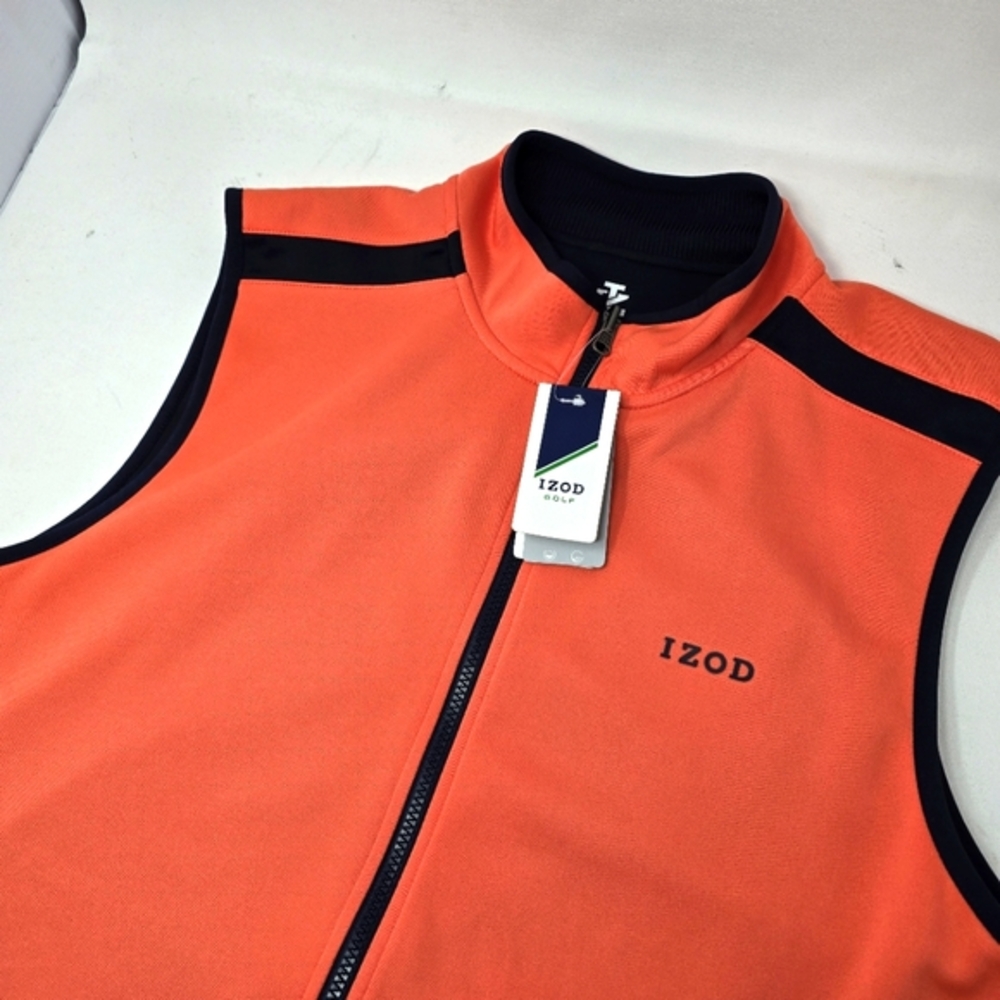 NWT Izod Golf On The Course Reversible Vest Men's Size XL‎ Coral And Navy *Read*